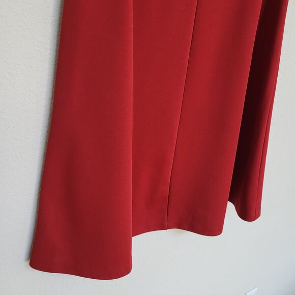 Vintage Skirt Womens L XL 14 16 Dark Red A Line Midi Elastic Waist  Retro Fall - Picture 10 of 10